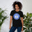 Woman wearing Taylor High School Mustangs Black Premium Unisex T-shirt 216