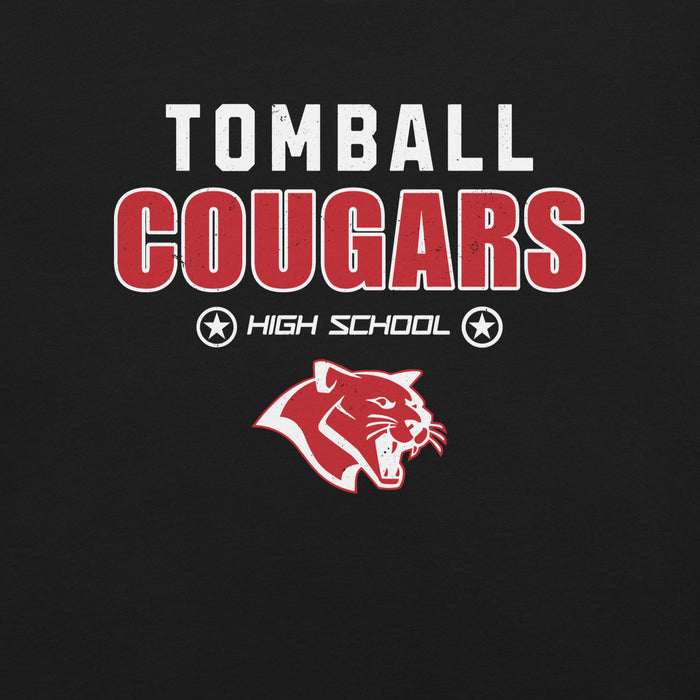 Close-up view of Tomball High School Cougars Black Premium Unisex T-shirt 223