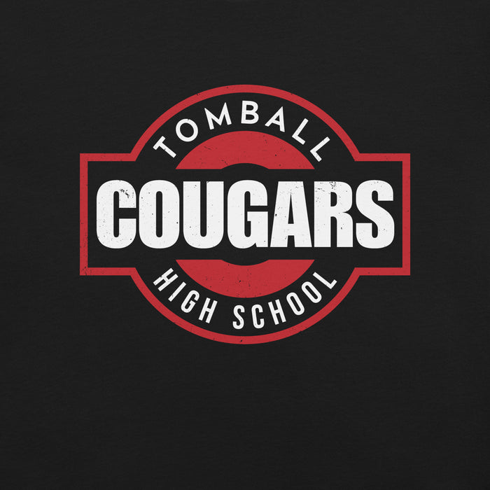 Close-up view of Tomball High School Cougars Black Premium Unisex T-shirt 011