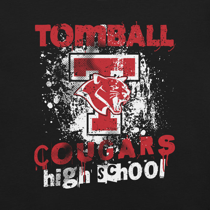 Close-up view of Tomball High School Cougars Black Premium Unisex T-shirt 205