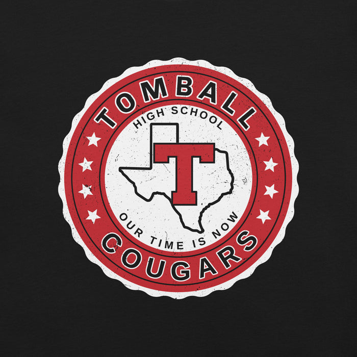 Close-up view of Tomball High School Cougars Black Premium Unisex T-shirt 216