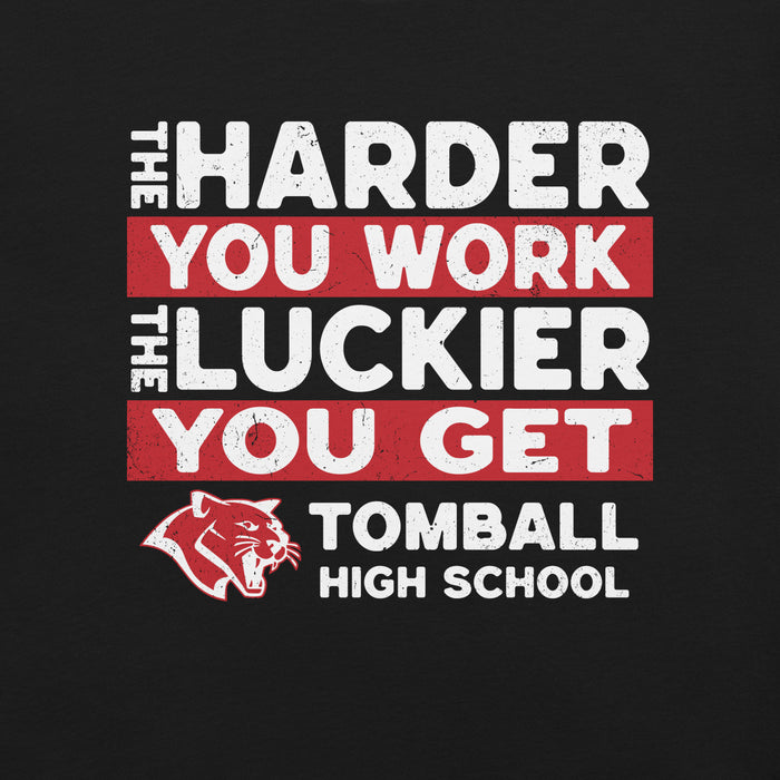 Close-up view of Tomball High School Cougars Black Premium Unisex T-shirt 238