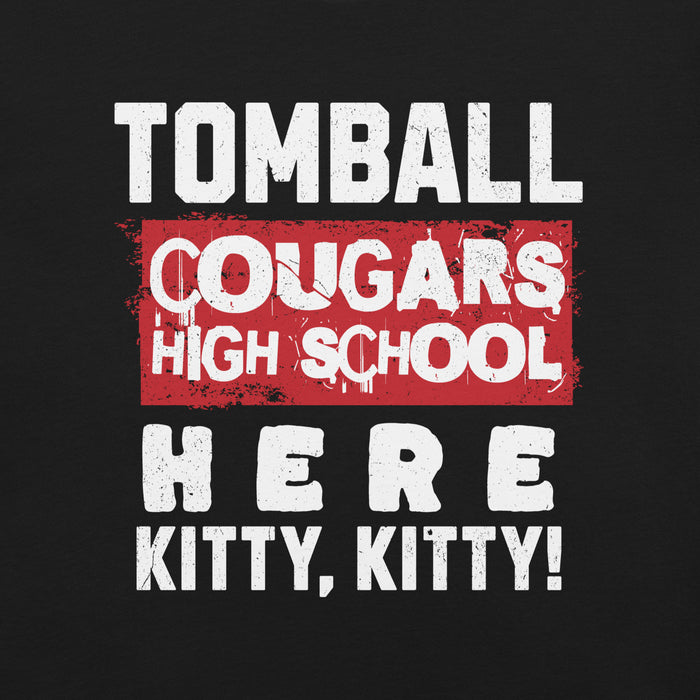 Close-up view of Tomball High School Cougars Black Premium Unisex T-shirt 231