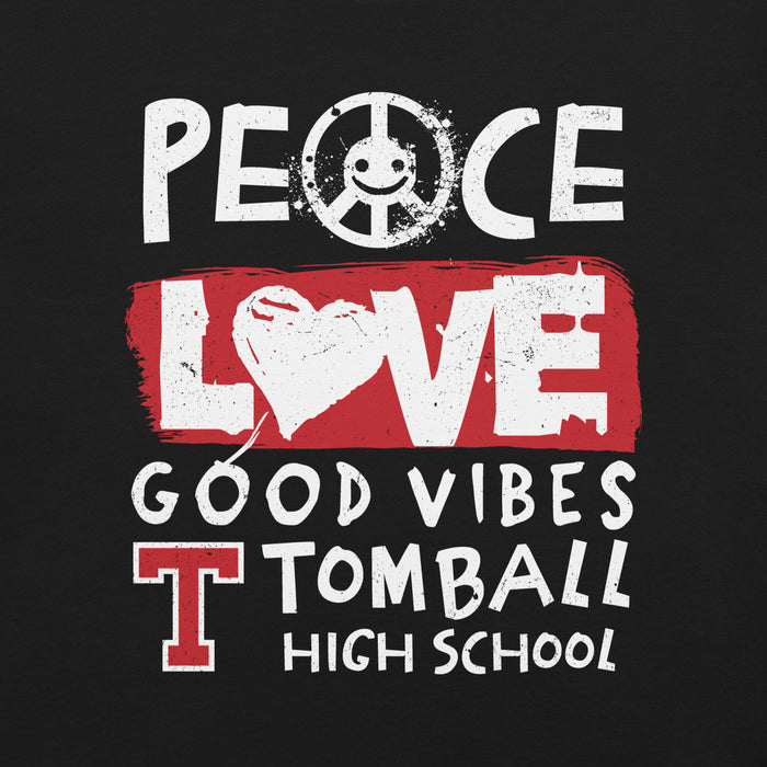 Close-up view of Tomball High School Cougars Black Premium Unisex T-shirt 240