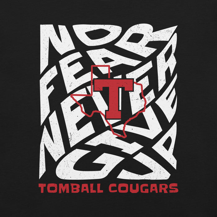 Close-up view of Tomball High School Cougars Black Premium Unisex T-shirt 236