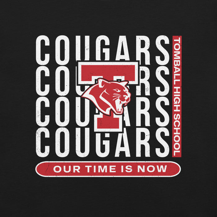 Close-up view of Tomball High School Cougars Black Premium Unisex T-shirt 235