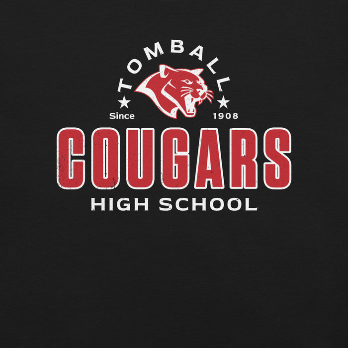Close-up view of Tomball High School Cougars Black Premium Unisex T-shirt 222
