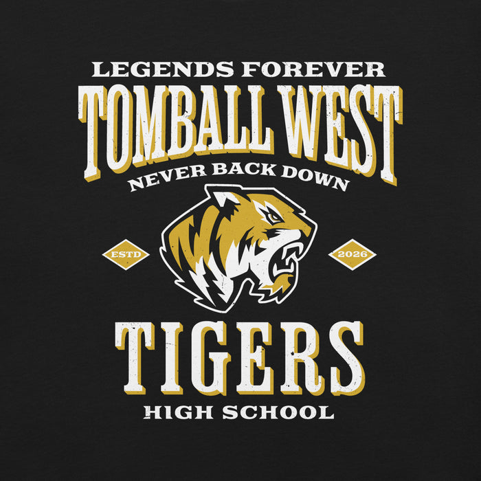 Close-up view of Tomball West High School Tigers Black Premium Unisex T-shirt 230