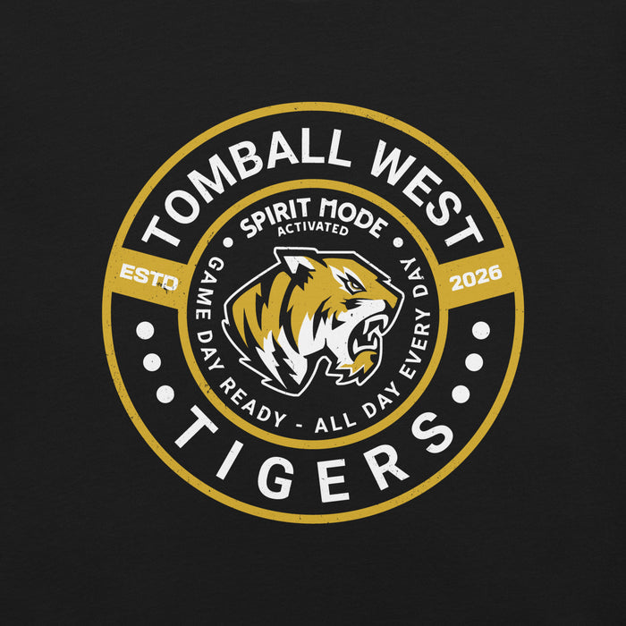 Close-up view of Tomball West High School Tigers Black Premium Unisex T-shirt 239
