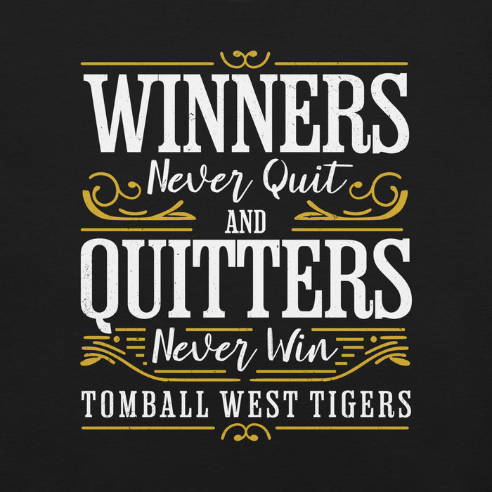 Close-up view of Tomball West High School Tigers Black Premium Unisex T-shirt 237