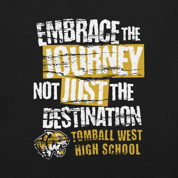 Close-up view of Tomball West High School Tigers Black Premium Unisex T-shirt 232