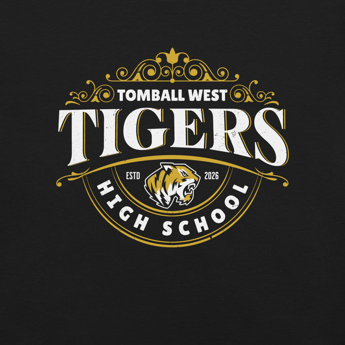 Close-up view of Tomball West High School Tigers Black Premium Unisex T-shirt 211