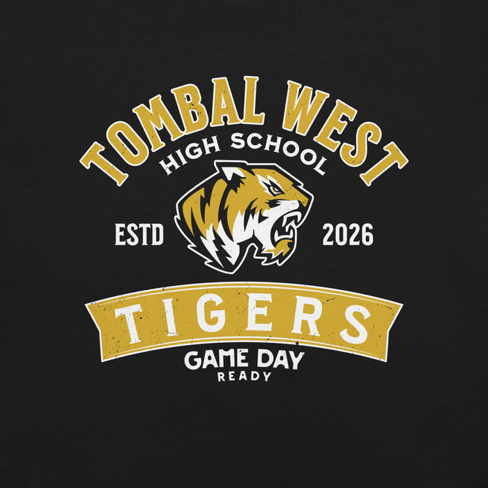 Close-up view of Tomball West High School Tigers Black Premium Unisex T-shirt 221