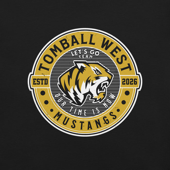 Close-up view of Tomball West High School Tigers Black Premium Unisex T-shirt 224