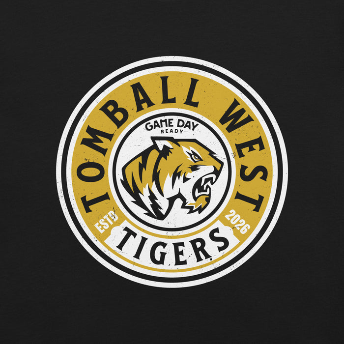 Close-up view of Tomball West High School Tigers Black Premium Unisex T-shirt 220