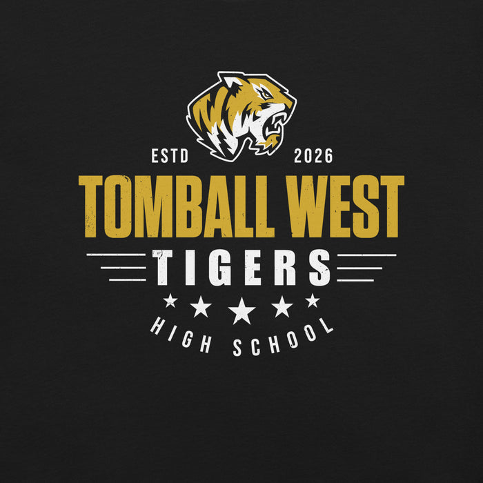 Close-up view of Tomball West High School Tigers Black Premium Unisex T-shirt 003