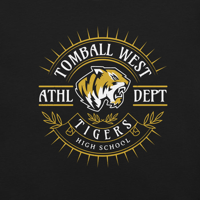 Close-up view of Tomball West High School Tigers Black Premium Unisex T-shirt 201