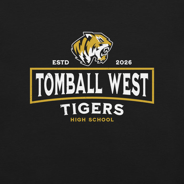 Close-up view of Tomball West High School Tigers Black Premium Unisex T-shirt 202