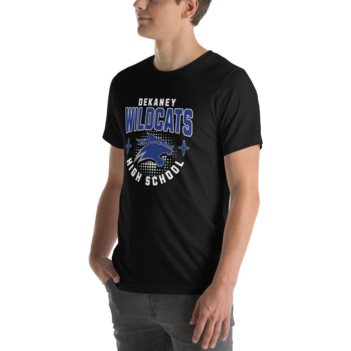 Man wearing Dekaney High School Wildcats Black Premium Unisex T-shirt 204