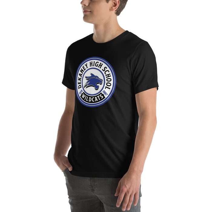 Man wearing Dekaney High School Wildcats Black Premium Unisex T-shirt 220