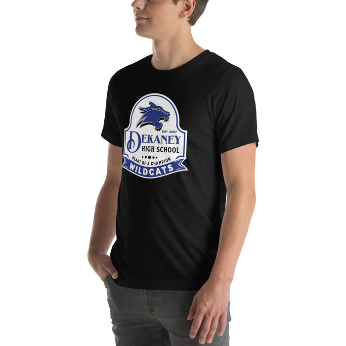 Man wearing Dekaney High School Wildcats Black Premium Unisex T-shirt 219