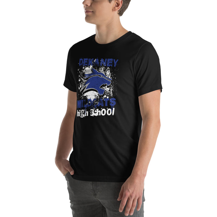 Man wearing Dekaney High School Wildcats Black Premium Unisex T-shirt 205
