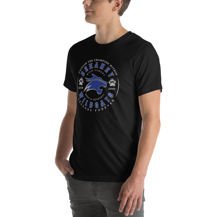 Man wearing Dekaney High School Wildcats Black Premium Unisex T-shirt 213