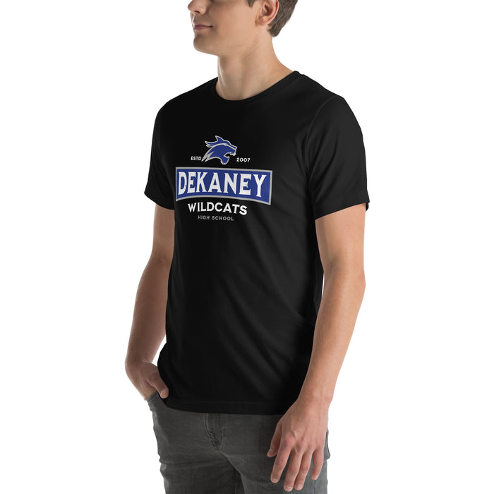 Man wearing Dekaney High School Wildcats Black Premium Unisex T-shirt 202