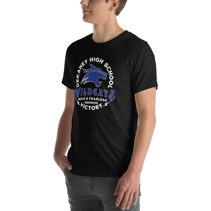 Man wearing Dekaney High School Wildcats Black Premium Unisex T-shirt 049