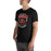 Man wearing Del Valle High School Cardinals Black Premium Unisex T-shirt 204
