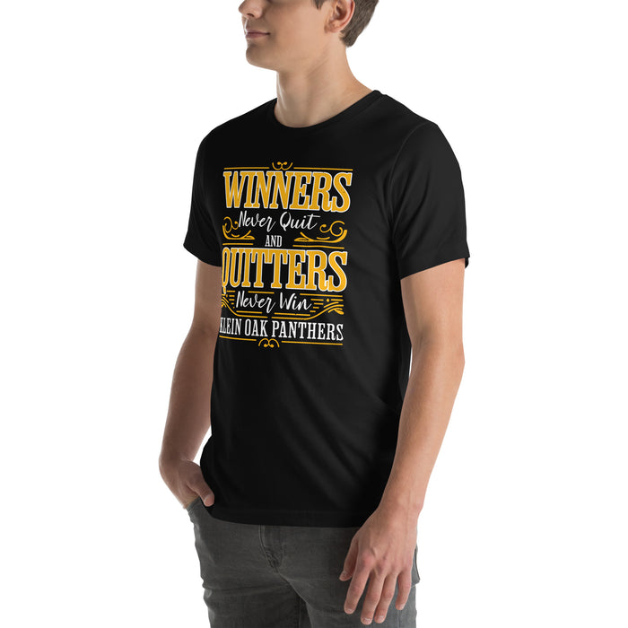 Man wearing Klein Oak High School Panthers Premium Black Unisex T-shirt 237