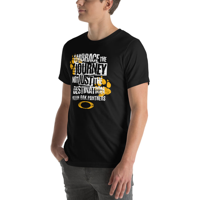 Man wearing Klein Oak High School Panthers Premium Black Unisex T-shirt 232