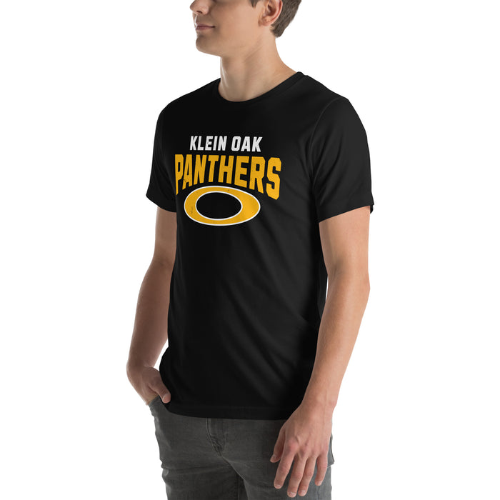 Man wearing Klein Oak High School Panthers Premium Black Unisex T-shirt 234