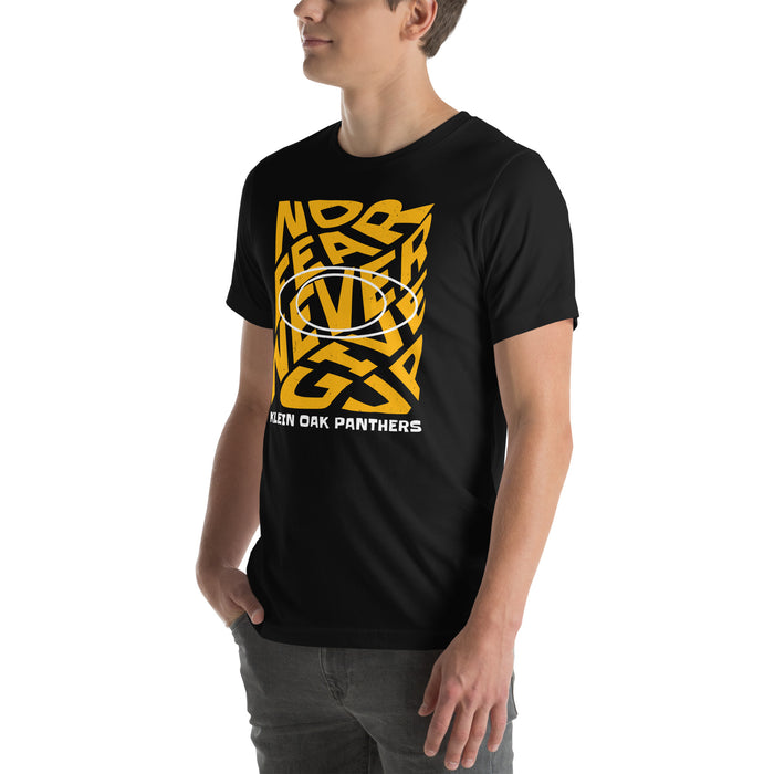 Man wearing Klein Oak High School Panthers Premium Black Unisex T-shirt 236
