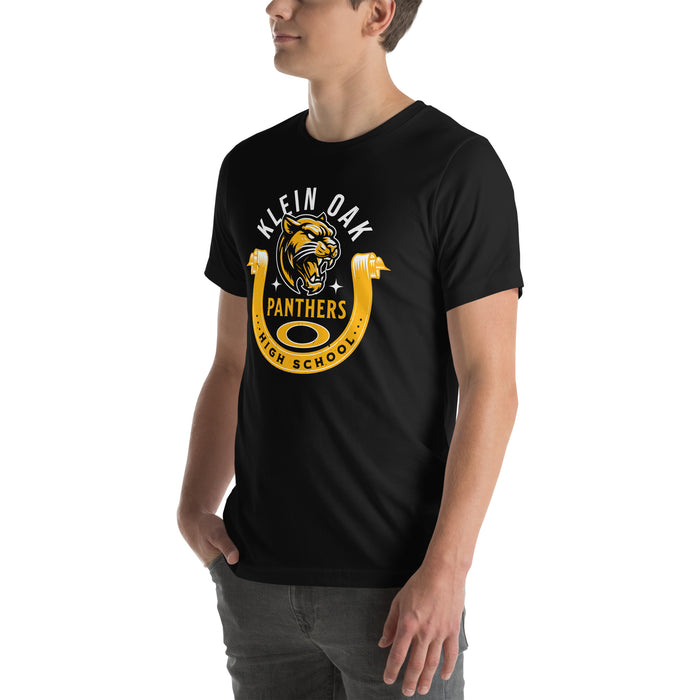 Man wearing Klein Oak High School Panthers Premium Black Unisex T-shirt 229