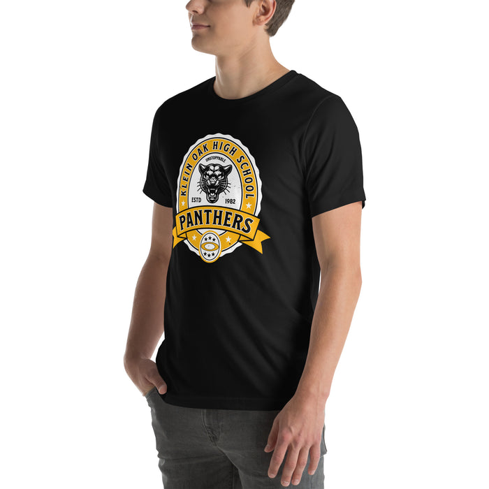 Man wearing Klein Oak High School Panthers Premium Black Unisex T-shirt 212