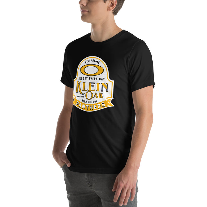 Man wearing Klein Oak High School Panthers Premium Black Unisex T-shirt 219
