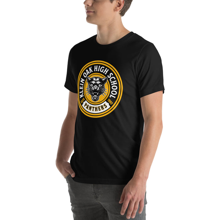 Man wearing Klein Oak High School Panthers Premium Black Unisex T-shirt 220