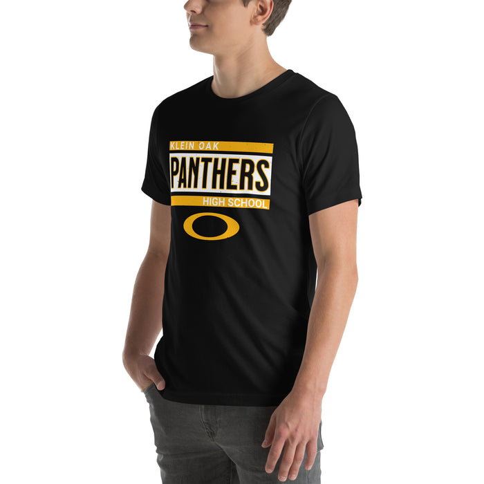 Man wearing Klein Oak High School Panthers Premium Black Unisex T-shirt 098