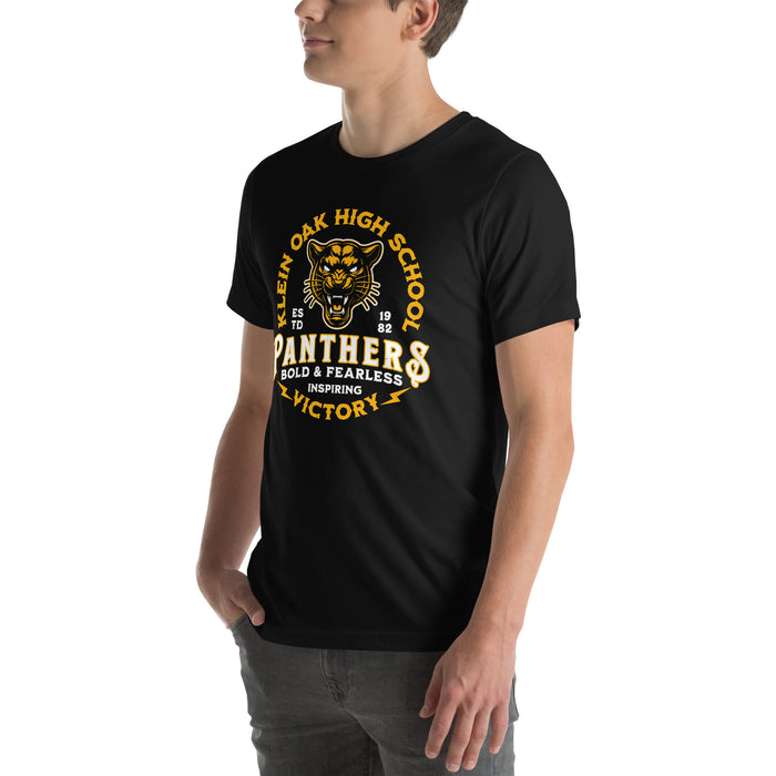 Man wearing Klein Oak High School Panthers Premium Black Unisex T-shirt 206