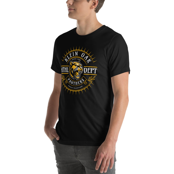 Man wearing Klein Oak High School Panthers Premium Black Unisex T-shirt 201