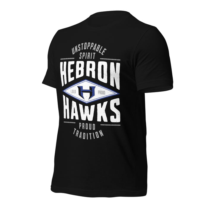 Profile view of Hebron High School Hawks Black Premium Unisex T-shirt 210