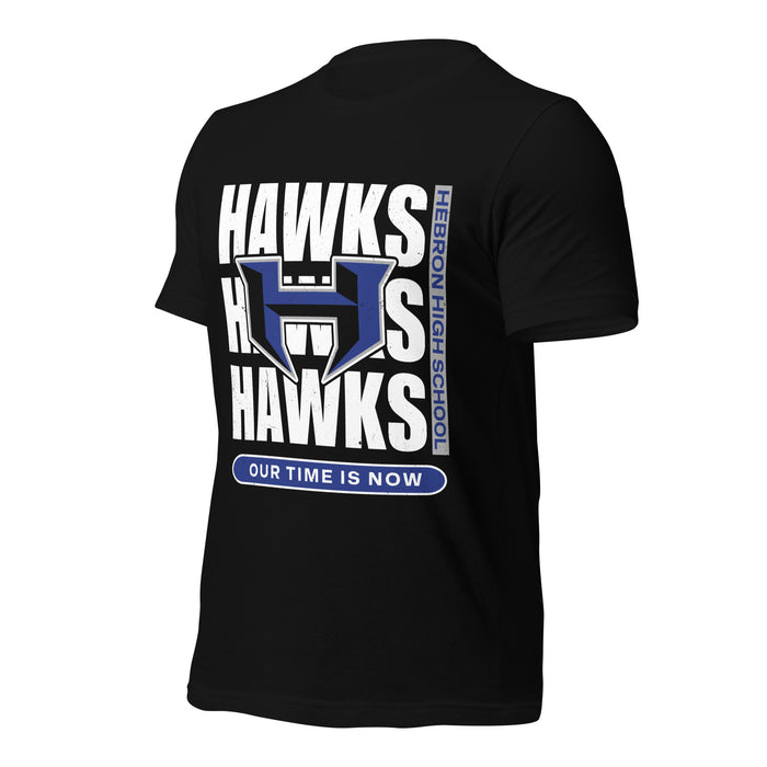 Profile view of Hebron High School Hawks Black Premium Unisex T-shirt 235