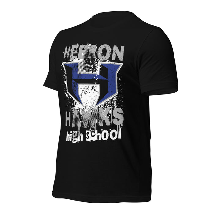 Profile view of Hebron High School Hawks Black Premium Unisex T-shirt 205
