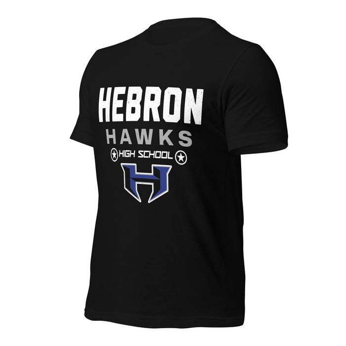 Profile view of Hebron High School Hawks Black Premium Unisex T-shirt 003