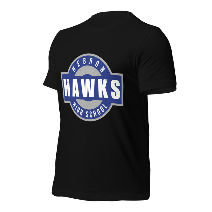 Profile view of Hebron High School Hawks Black Premium Unisex T-shirt 011