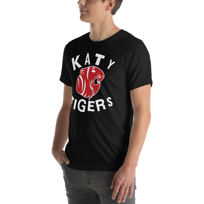 Man wearing Katy High School Tigers Black Premium Unisex T-shirt 228
