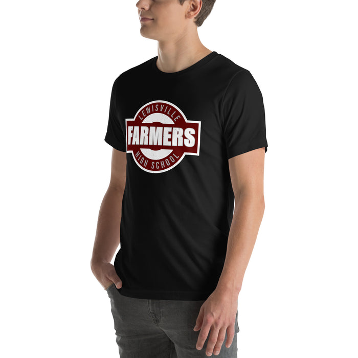Man wearing Lewisville High School Farmers Black Premium Unisex T-shirt 011