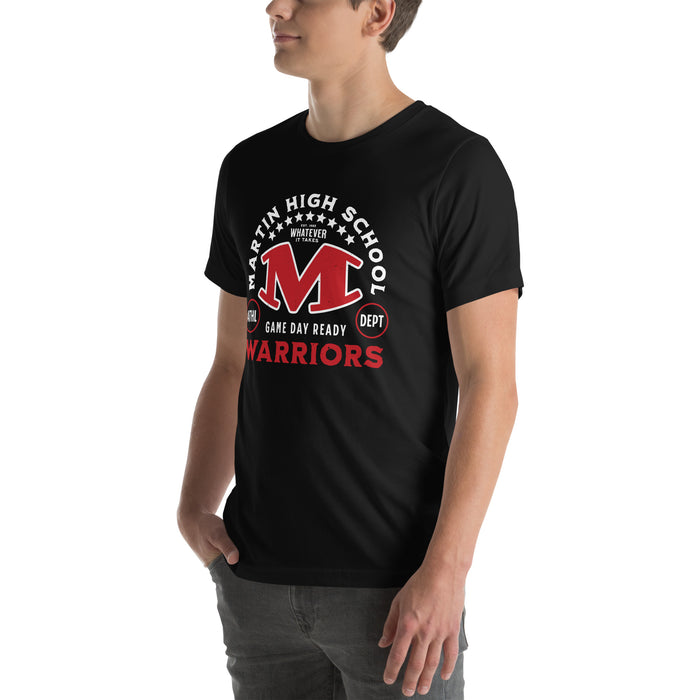 Man wearing Martin High School Warriors Black Premium Unisex T-shirt 208