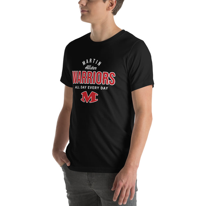 Close-up view of Martin High School Warriors Black Premium Unisex T-shirt 040